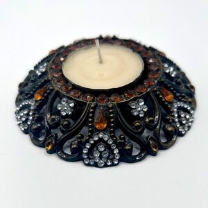 Decorative Gold Jewel Filigree Candle Holder Home Accent
